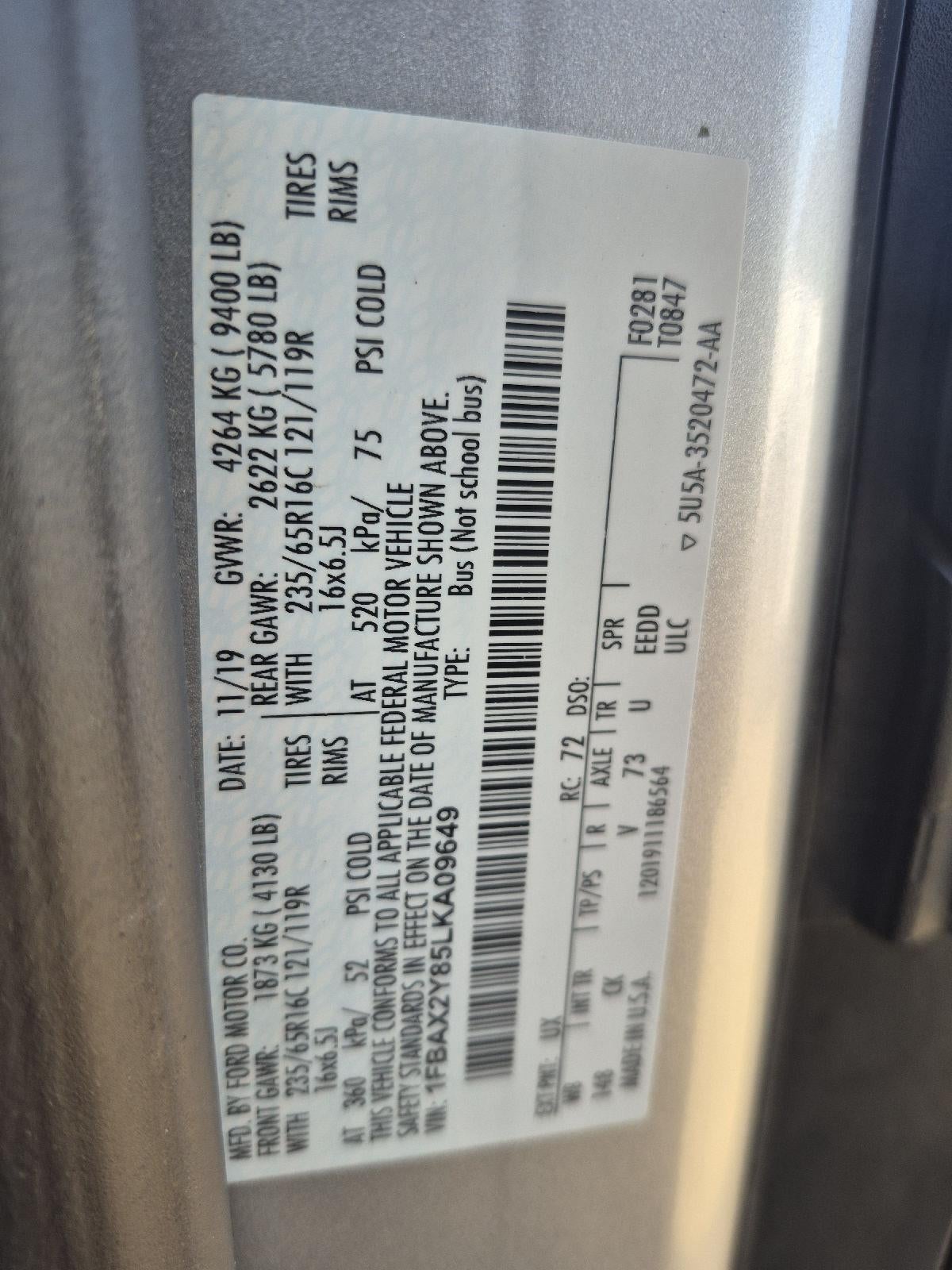 2020 Ford Transit 350 XL